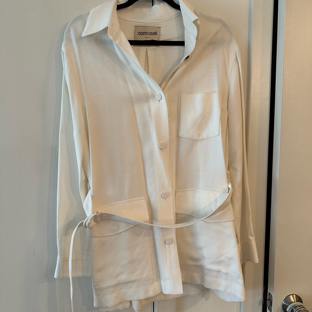 Roberto Cavali WHITE LINEN JACKET